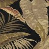 3' X 5' Midnight Black Hand Tufted Tropical Leaves Indoor Area Rug