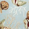 5' X 7' Blue Corals And Shells Indoor Area Rug