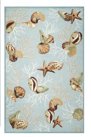 5' X 7' Blue Corals And Shells Indoor Area Rug