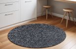 6' Round Black Heather Plain Indoor Area Rug