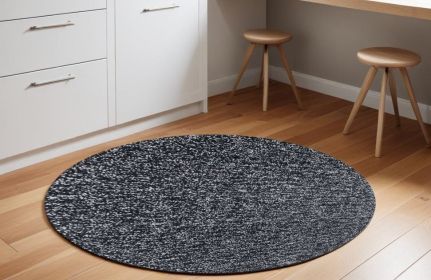 6' Round Black Heather Plain Indoor Area Rug