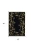 4' X 6' Black Hand Tufted Bordered Bamboo Indoor Area Rug