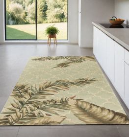 4' X 6' Sage Green Hand Tufted Tropical Quatrefoil Indoor Area Rug
