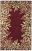 3' X 6' Ruby Red Wool Leaves Hand Tufted Area Rug