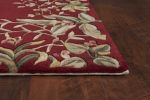 3' X 6' Ruby Red Wool Leaves Hand Tufted Area Rug