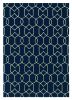 5' X 7' Navy Geometric Trellis Uv Treated Indoor Area Rug