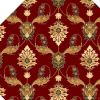 Red Octagon Floral Vines Area Rug