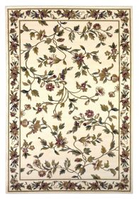 Ivory Octagon Floral Vines Area Rug
