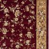 Red And Beige Octagon Floral Vines Area Rug