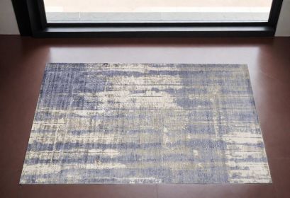 3' X 5' Blue and Gray Abstract Area Rug