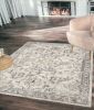 5' X 8' Ivory Machine Woven Distressed Floral Traditional Indoor Runner Rug