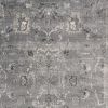5' X 8' Grey Vintage Floral Bordered Indoor Area Rug