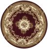 7' Red and Ivory Floral Border Round Rug