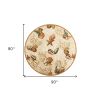 7' Round Beige Shells And Corals Indoor Area Rug