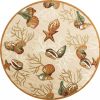 7' Round Beige Shells And Corals Indoor Area Rug