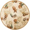 7' Round Beige Shells And Corals Indoor Area Rug