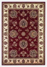 2' X 3' Red Ivory Machine Woven Floral Traditional Indoor Accent Rug