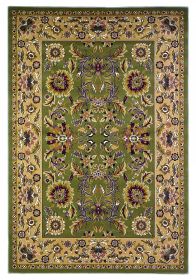 2' X 3' Green Taupe Machine Woven Floral Traditional Indoor Accent Rug