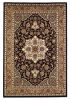 2' X 3' Black Beige Machine Woven Floral Medallion Indoor Accent Rug