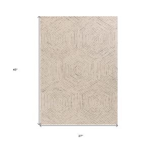 2' X 4' Ivory Wool Hand Tufted Area Rug