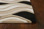 2' X 4' Black Or Beige Waves Wool Area Rug
