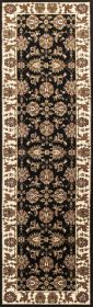 2' X 8' Black Or Ivory Traditional Bordered Rug