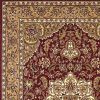3' X 5' Red Beige Machine Woven Floral Medallion Indoor Area Rug
