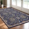 3' X 5' Royal Blue Machine Woven Floral Traditional Indoor Area Rug