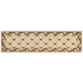 2' X 8' Ivory Fleur De Lis Runner Rug