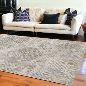 6' X 9'  Polyester Sand Silver Area Rug