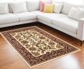 7' X 10' Red and Ivory Area Rug