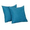 Set Of 2 Teal Blue Brushed Twill Decorative Throw Pillow Covers