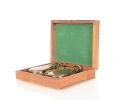 Brass Folding Pocket Binocular In Wood Storage Box