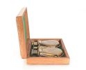 Brass Folding Pocket Binocular In Wood Storage Box