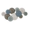 Boho Blue Green Ivory Metal Plates Wall Art