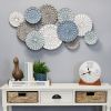 Boho Blue Green Ivory Metal Plates Wall Art
