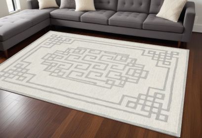 8' X 10' Gray and Ivory Wool Hand Tufted Area Rug