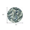 3' X 4' Grey Blue Hand Tufted Tropical Leaves Indoor Area Rug