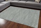 7' X 10' Denim Blue Hand Tufted Space Dyed Geometric Indoor Area Rug
