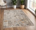 4' X 6' Silver Machine Woven Shrank Abstract Industrial Style Indoor Area Rug