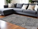 10' X 13' Grey Machine Woven Abstract Smudge Indoor Area Rug