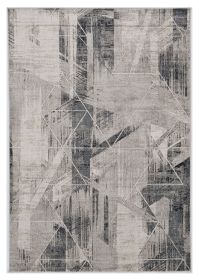 8' X 11' Grey Machine Woven Abstract Geometric Indoor Area Rug