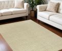 6' X 9' Ivory Plain Herringbone Woven Jute Indoor Area Rug