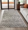 5' X 8' Gray And White Boho Geometric Area Rug