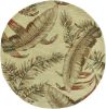 8' Ivory Hand Tufted Tropical Leaves Round Indoor Area Rug
