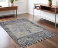4' X 6' Sand Charcoal Machine Woven Distressed Vintage Traditional Indoor Area Rug