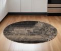 7' Blue Machine Woven Distressed Traditional Round Area Rug