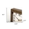 Square  Bronze Toned Metal Desk Table Clock With Traditional Black Numbers And Hands