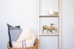 49" Whitewash Rustic Four Step Wood Ladder Shelf
