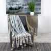 Light Blue And Stripe Handloom Throw Blanket